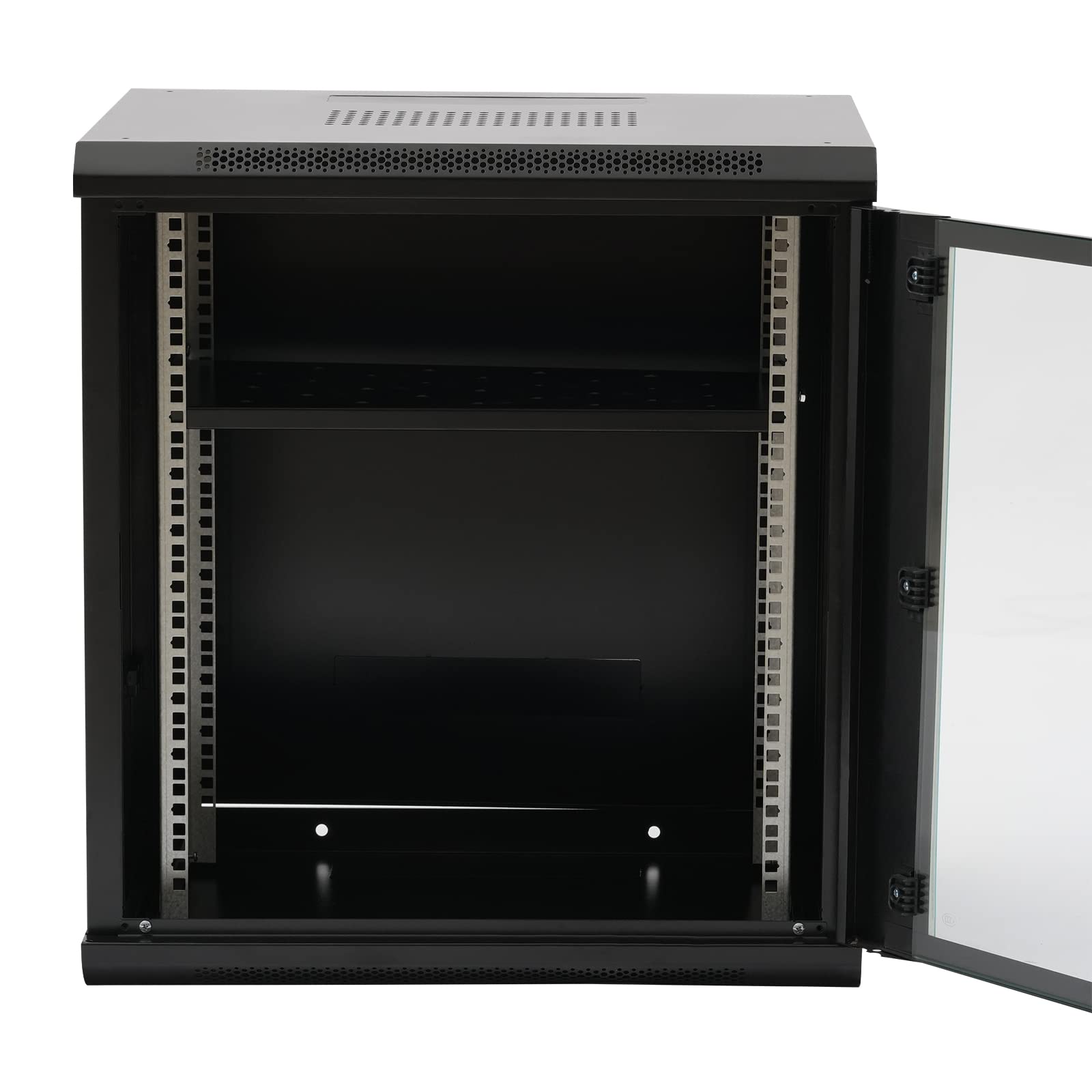 12U 19 Inch Wall Mount Network Rack Cabinet - 450mm Deep Black Server Rack with Tempered Glass Door & Ventilation for IT Equipment - Perfect for Home Office, Data Center, and Network Closet Organization
