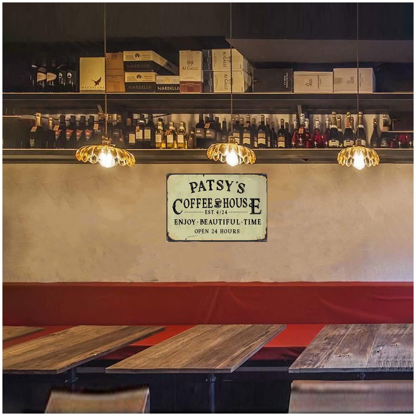 **Personalized Coffee House Signs - Custom Name Coffee Bar Decor, Farmhouse Kitchen & Office Wall Art for Coffee Lovers | Perfect for Home, Café & Coffee Corner Décor**