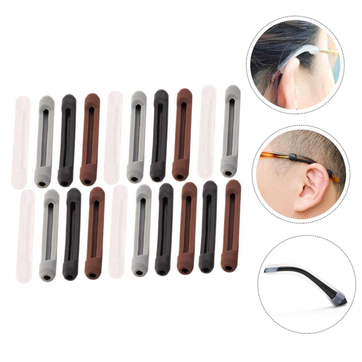 JECOMPRIS 80 Pairs Non-Slip Silicone Glasses Temple Covers - Eyeglass Frame Accessories for Sports, Reading & Daily Use - Secure Fit for Glasses Legs & Comfortable Grip