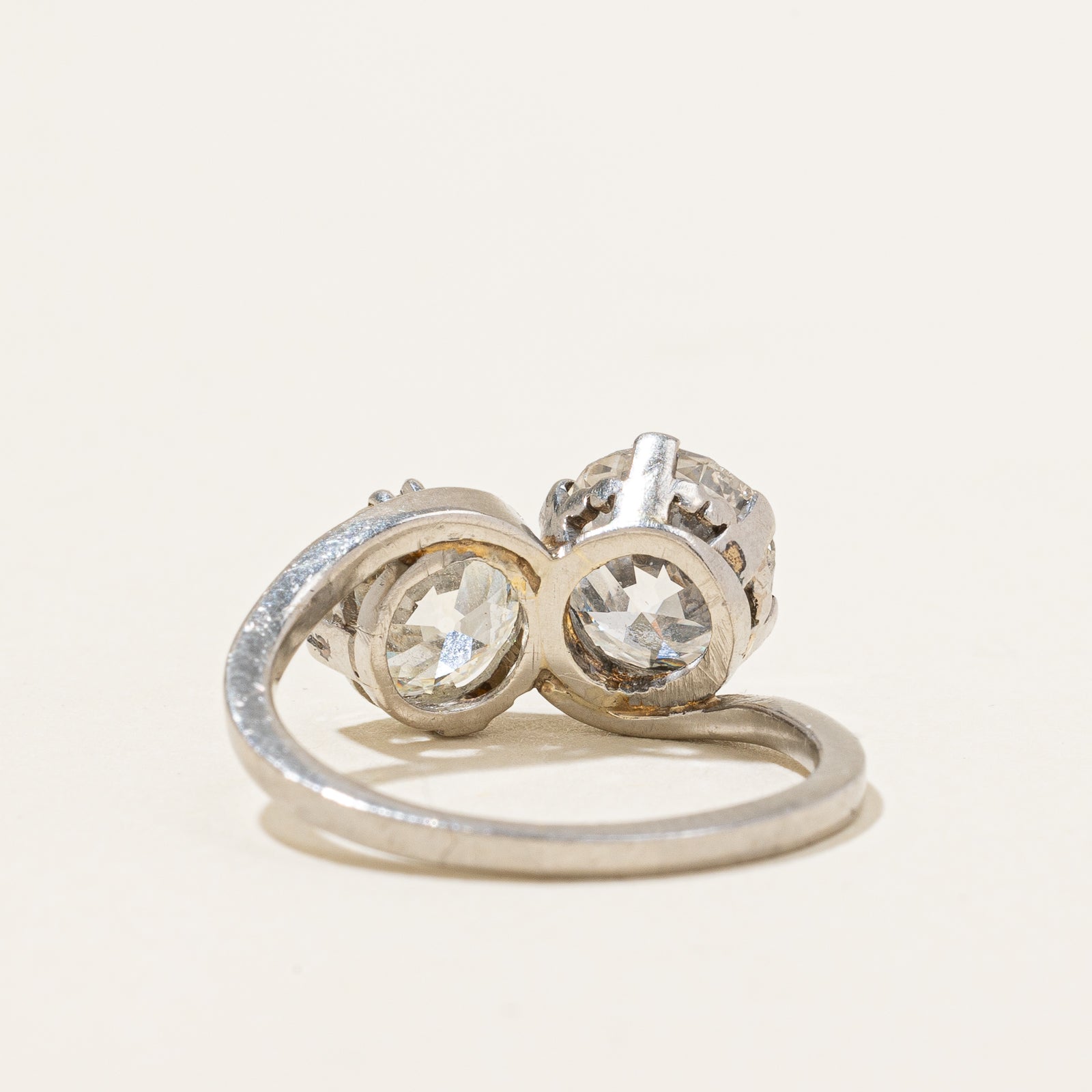 Vintage Old European Cut Diamond Toi Et Moi Ring - 3.20ctw (14K Gold, Size 6.75) | Antique Engagement Wedding Ring for Women | Perfect for Bridal, Anniversary & Romantic Gifts