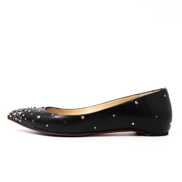 Christian Louboutin Black Degrastrass Flats Women's Size 36.5 | Luxury Designer Ballet Flats for Women | Perfect for Office, Parties & Special Occasions