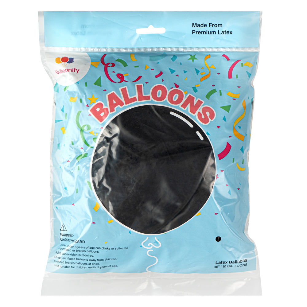 Balloonify Black Latex Balloons - 36 Inch Large Party Balloons (Pack of 10) for Birthday Decorations, Wedding Centerpieces & Halloween Party Supplies
