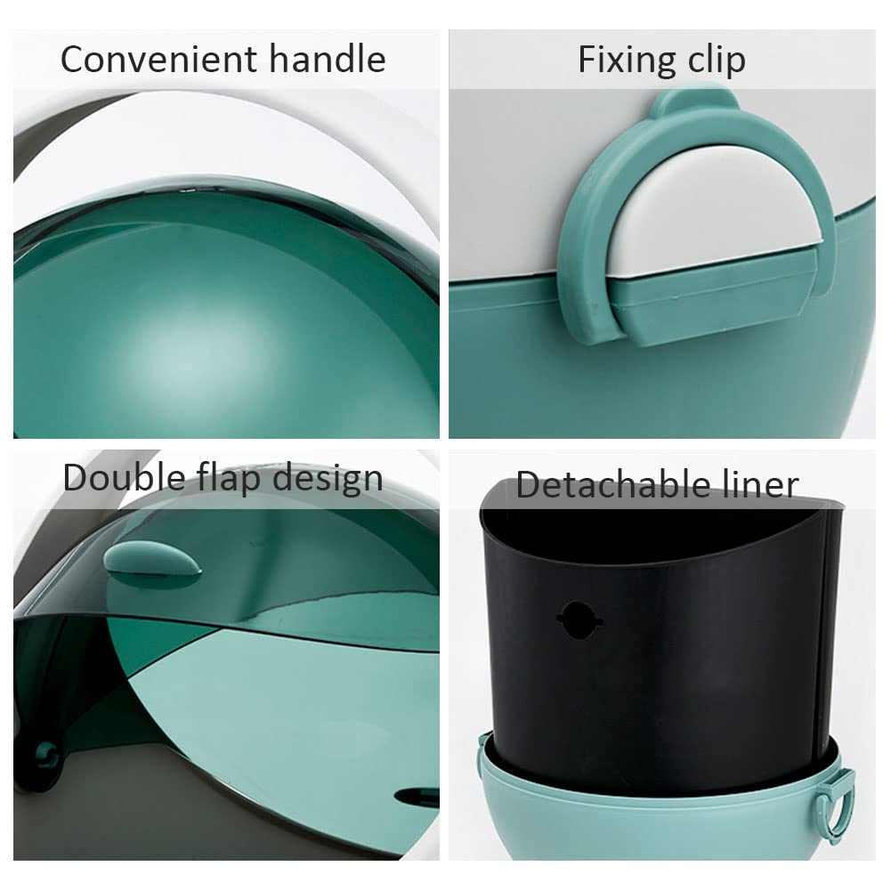 WAYUTO 13 Gallon Large Capacity Trash Can with Lid - Dual Compartment Recycling Bin with Handle, Odor-Control Kitchen Garbage Can for Home, Office, Bathroom & Bedroom - Eco-Friendly Waste Management Solution (Green)