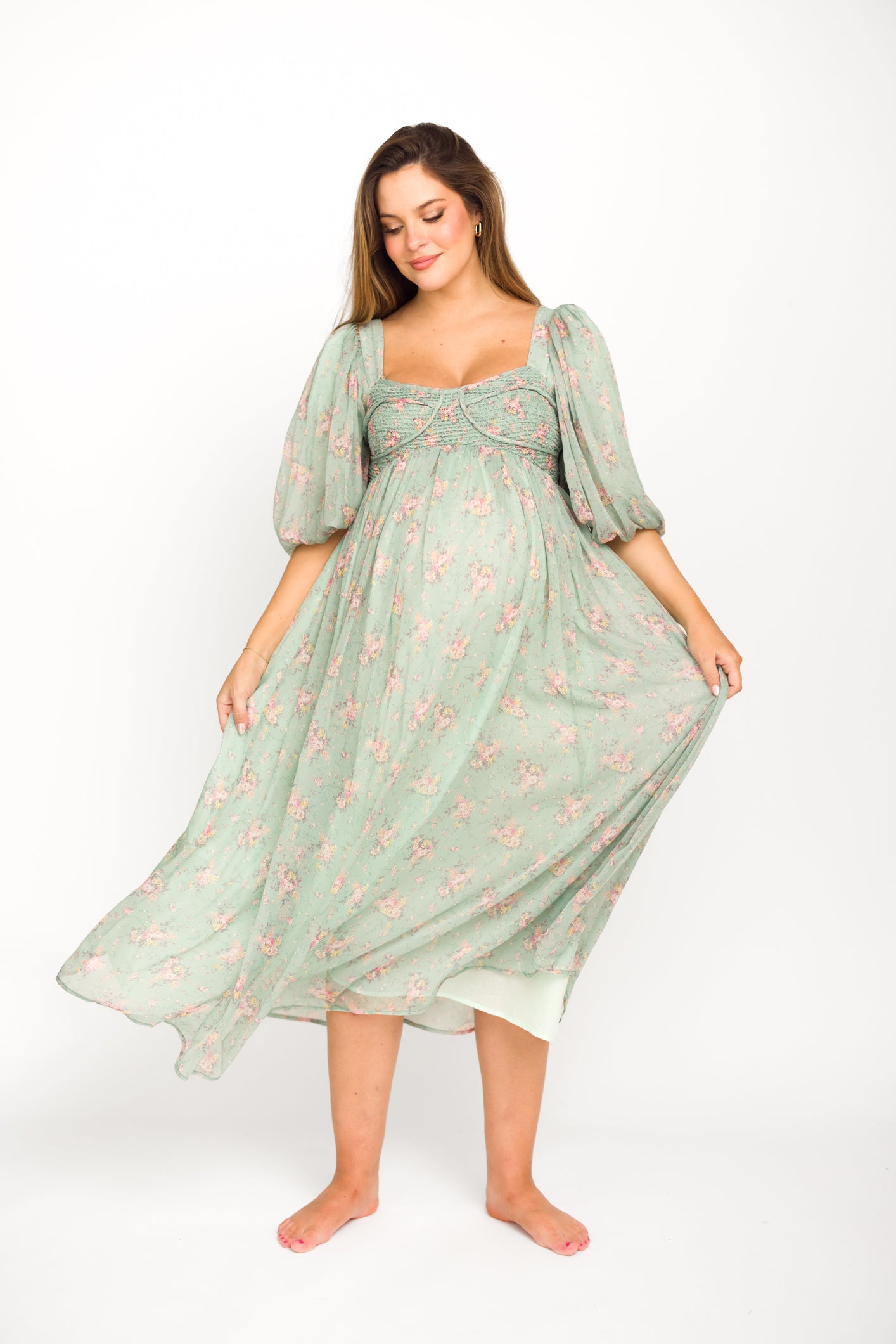 Turquoise Floral Harlow Maxi Dress - Bump Friendly & Inclusive Sizing (S-3XL) | Perfect for Maternity, Beach Vacations & Summer Weddings