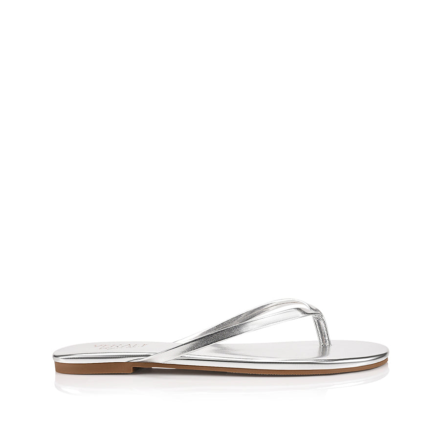 Tori Thongs Women's Sandals - Silver Metallic Gladiator Flip Flops for Beach, Pool & Summer Outfits