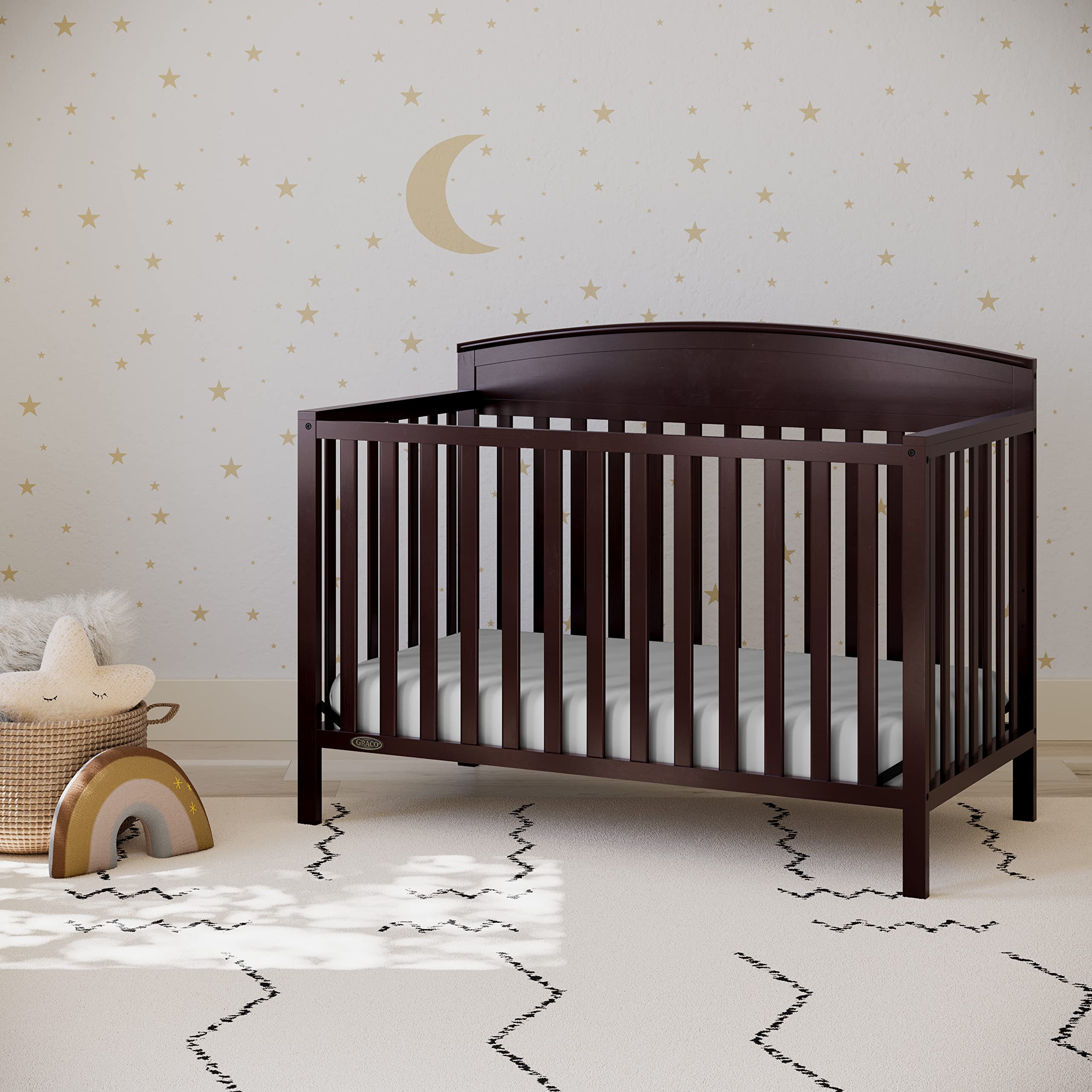 Graco Benton 5-in-1 Convertible Crib in Espresso - GREENGUARD Gold Certified Baby Crib to Toddler Bed, Daybed & Full Size Bed Conversion | Fits Standard Crib Mattress | Perfect for Nursery, Bedroom & Guest Room