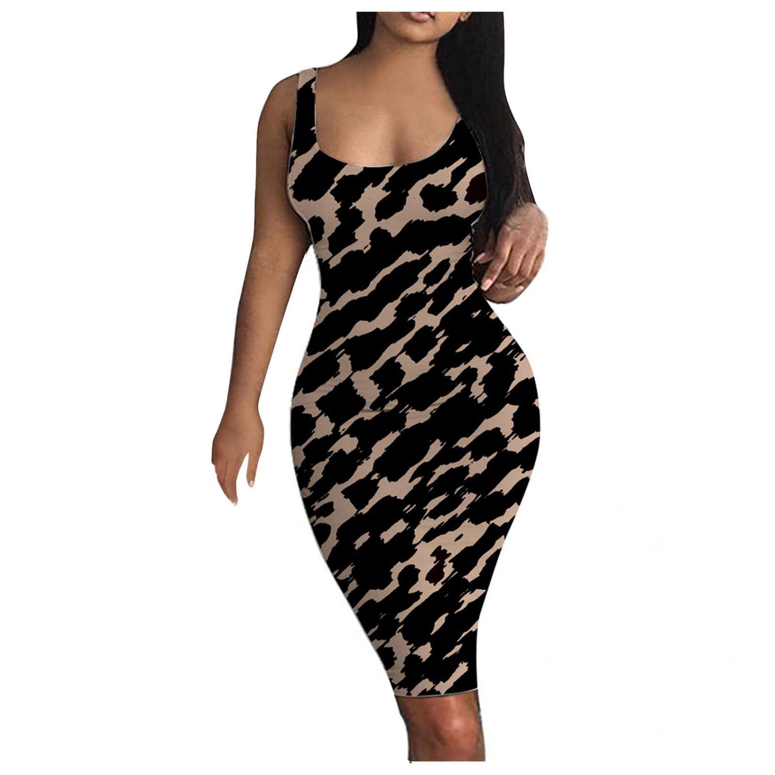 Elegant Women's Spaghetti Strap Deep V-Neck Sleeveless Bodycon Party Dress - Casual & Formal Occasions, Date Night, Club Wear, Evening Events