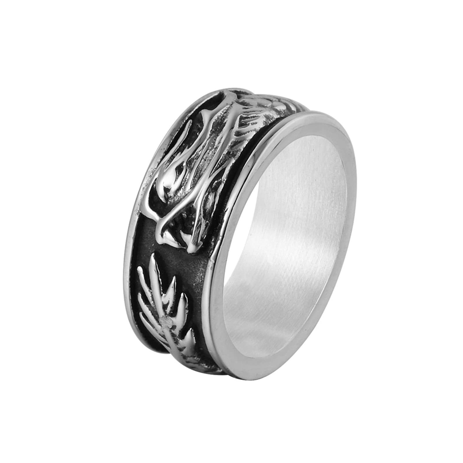 Men's Stainless Steel Dragon Biker Ring - Silver Engagement Band for Outdoor & Gifts