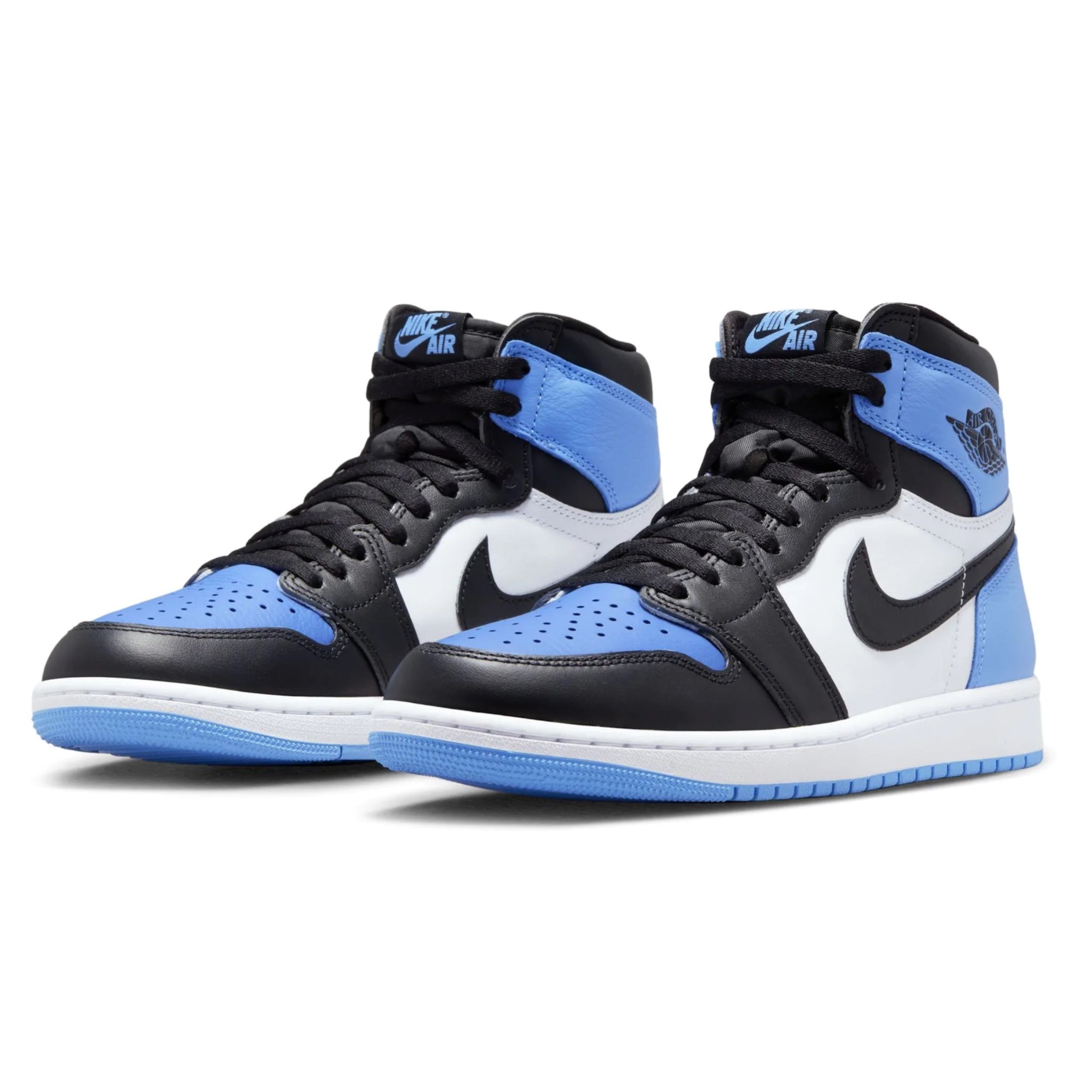 Air Jordan 1 Retro High OG UNC Toe Sneakers - University Blue, Black & White Colorway - Men's Basketball Shoes for Casual Wear & Street Style