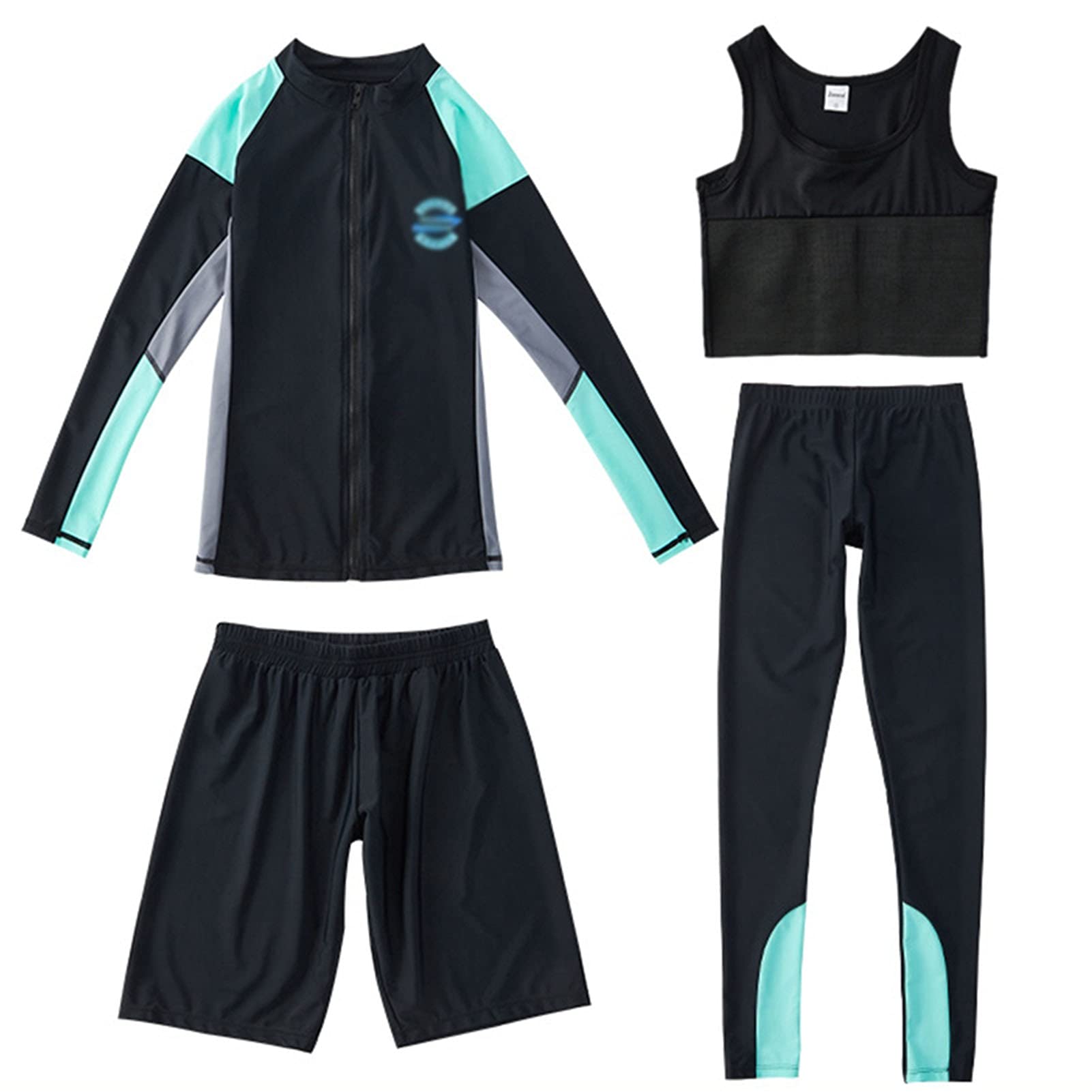 **Women's Tomboy Trans Lesbian Swimwear Set - Quick-Dry Chest Binder Top + Swim Shorts (White & Black, Medium) | Perfect for Beach, Pool & Water Sports**