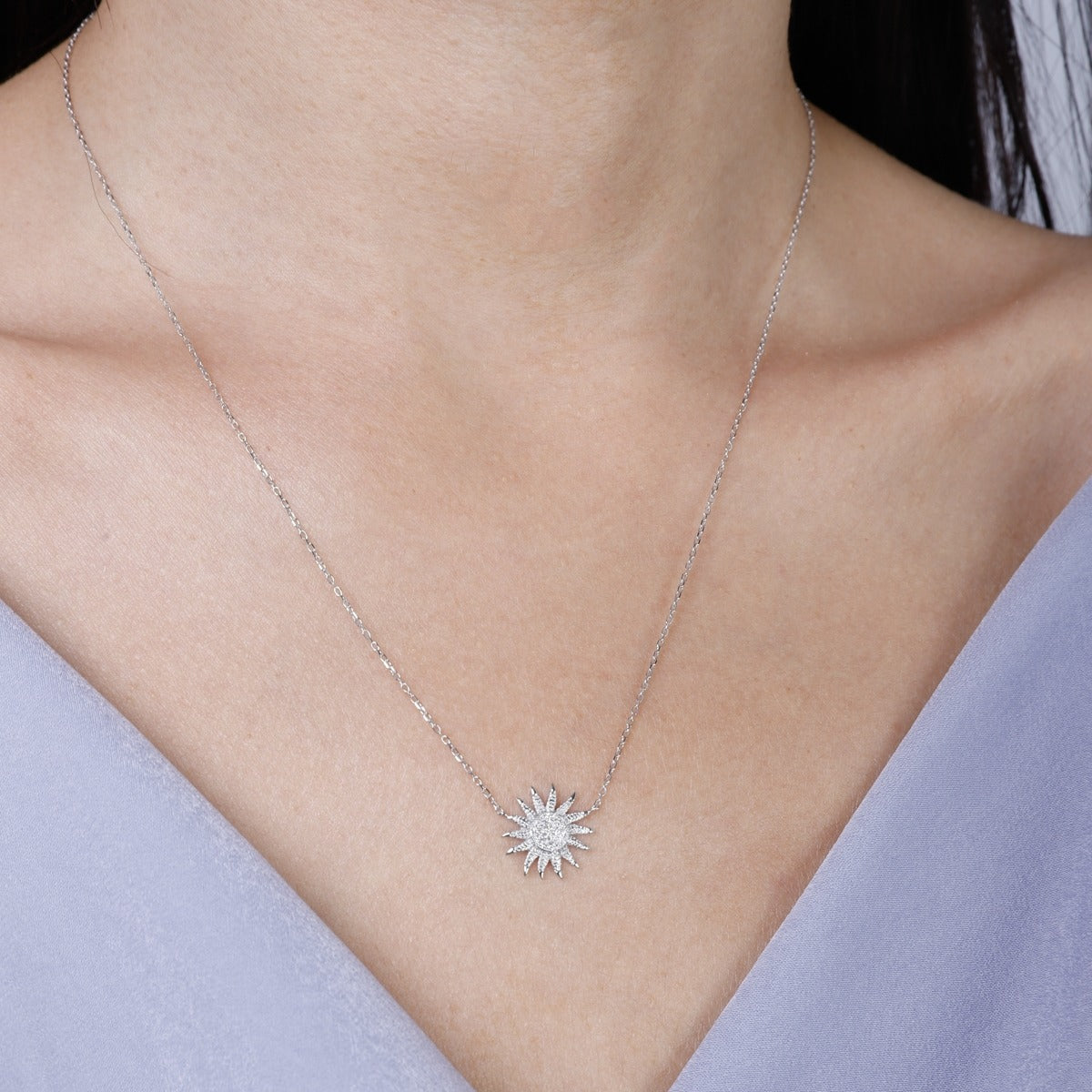 14K Yellow Gold Sunflower Pendant Necklace with Diamond Accents - Perfect for Gifts, Anniversaries & Everyday Elegance