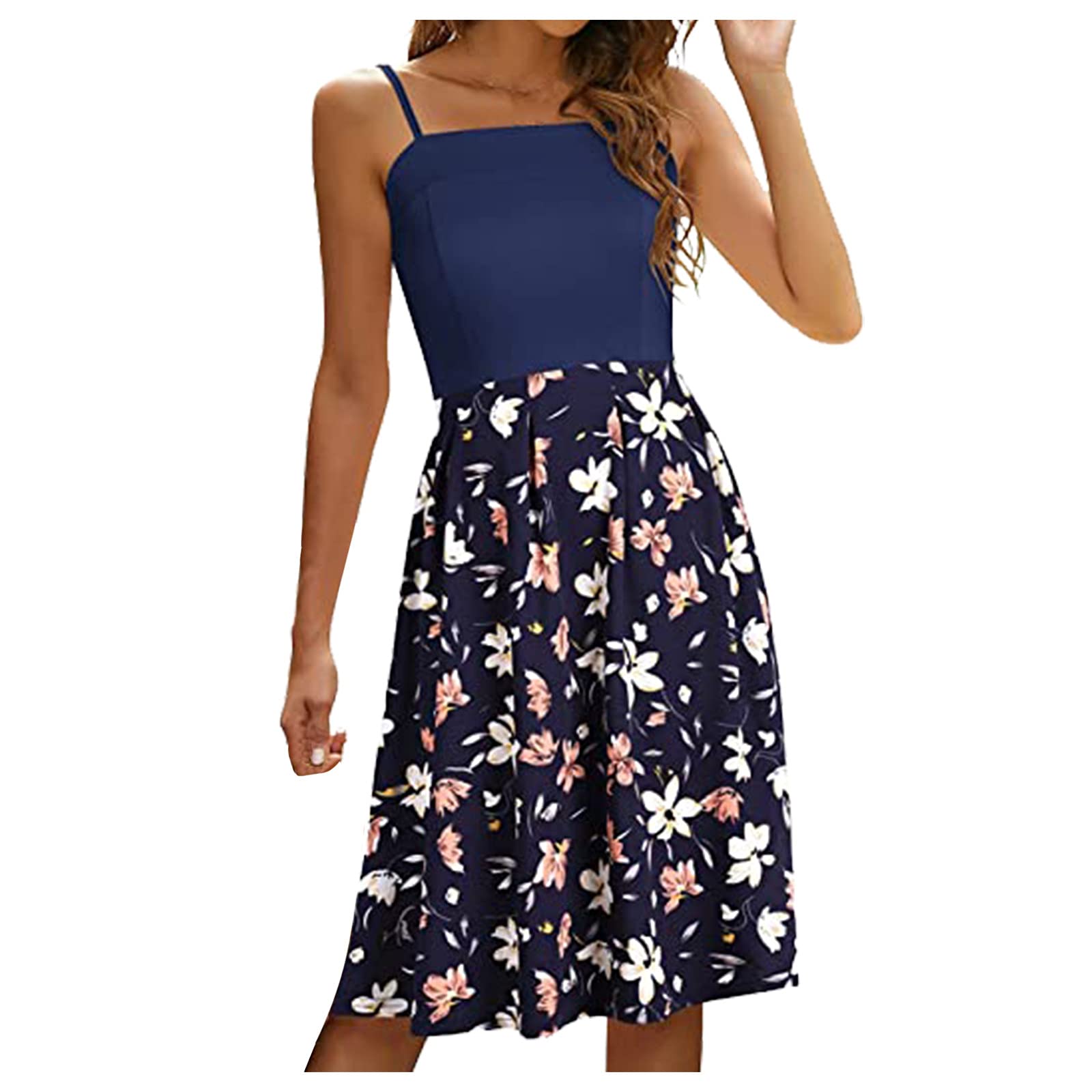 Women's Smooto Sleeveless Swing Tank Dress with Pockets - XXL Blue Summer Dress for Casual Wear, Beach Outings & Everyday Comfort