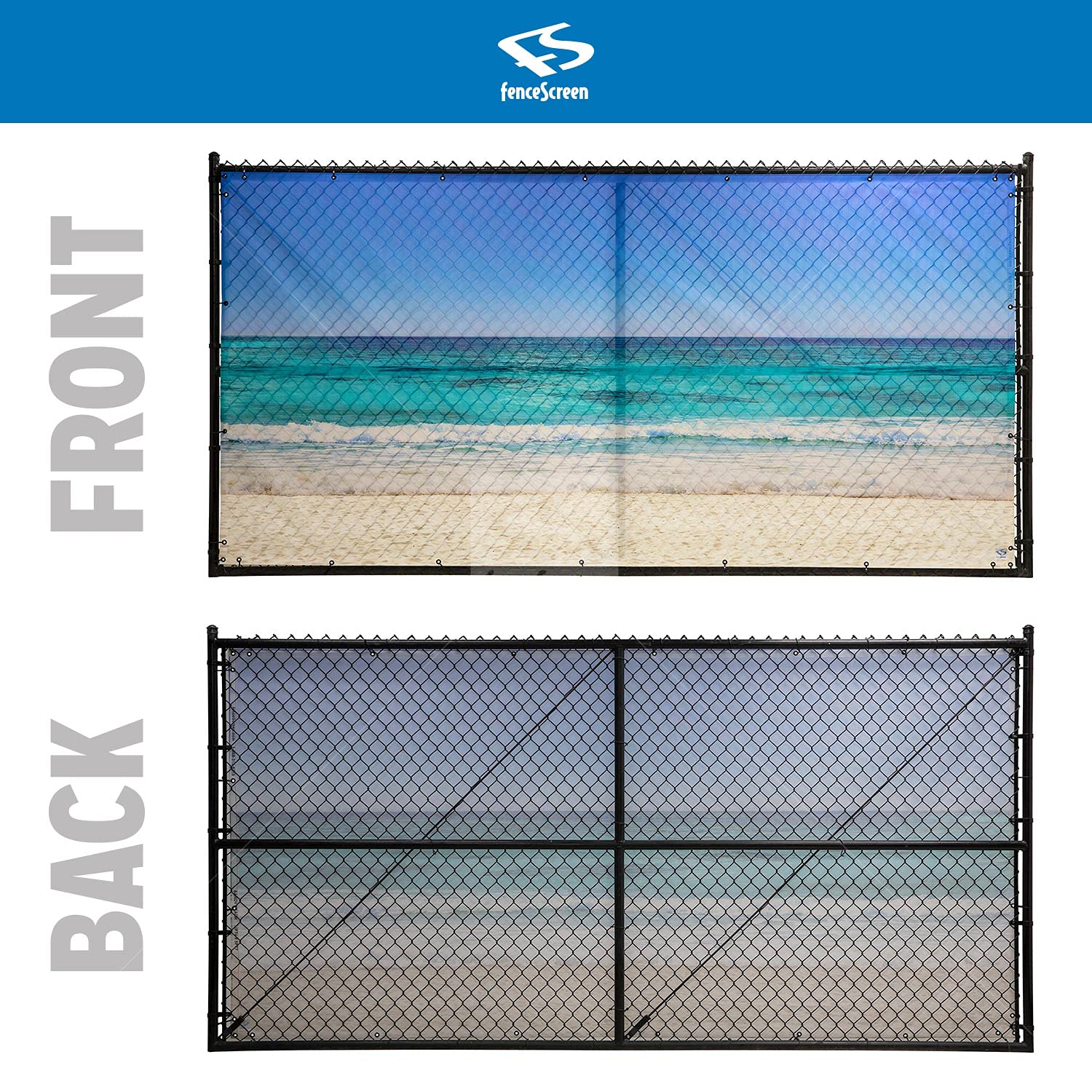 6ft x 25ft Sandy Beach Themed Privacy Fence Screen - Coastal Decor for Backyard, Poolside & Patio Privacy