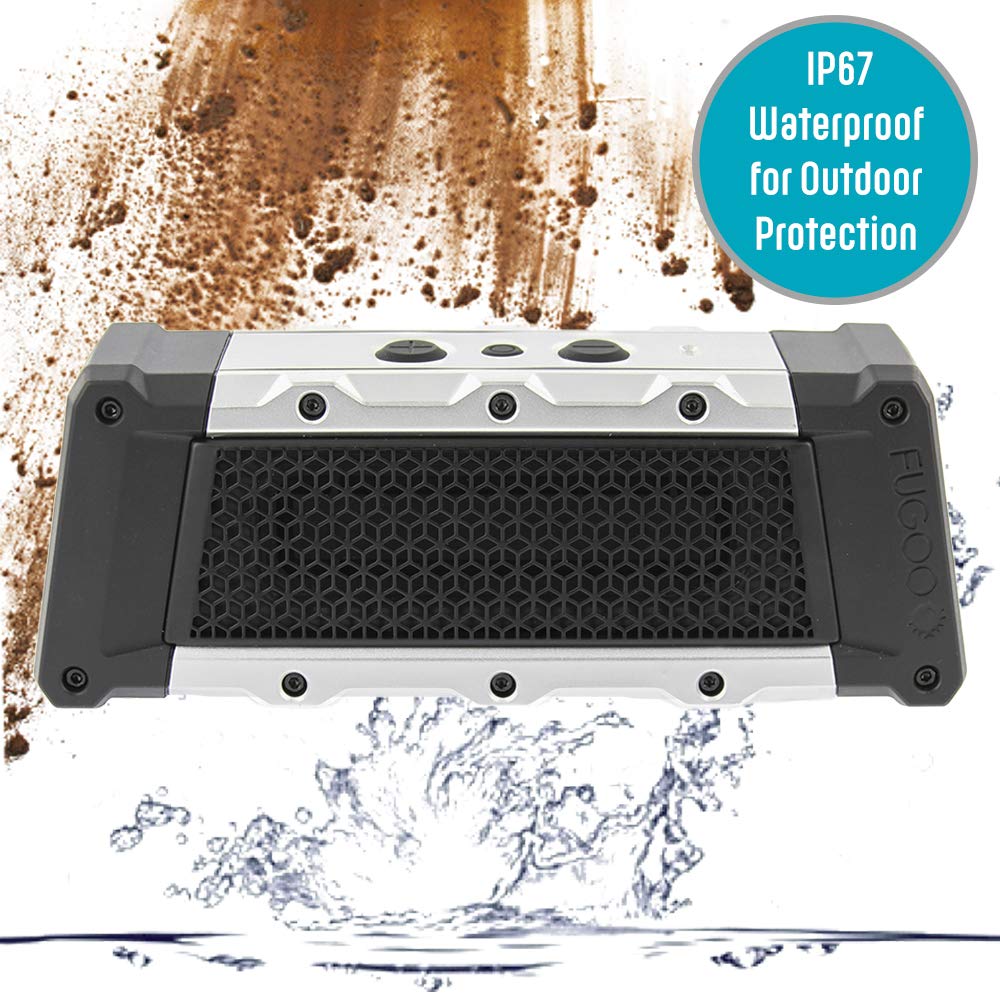 FUGOO Tough 2.0 Waterproof Bluetooth Speaker - Wireless Outdoor Speaker with 360° Sound, Stereo Pairing, Loud Bass & Built-in Mic for Home, Camping, Beach, Travel & Parties | Portable Speakerphone for Indoor/Outdoor Use