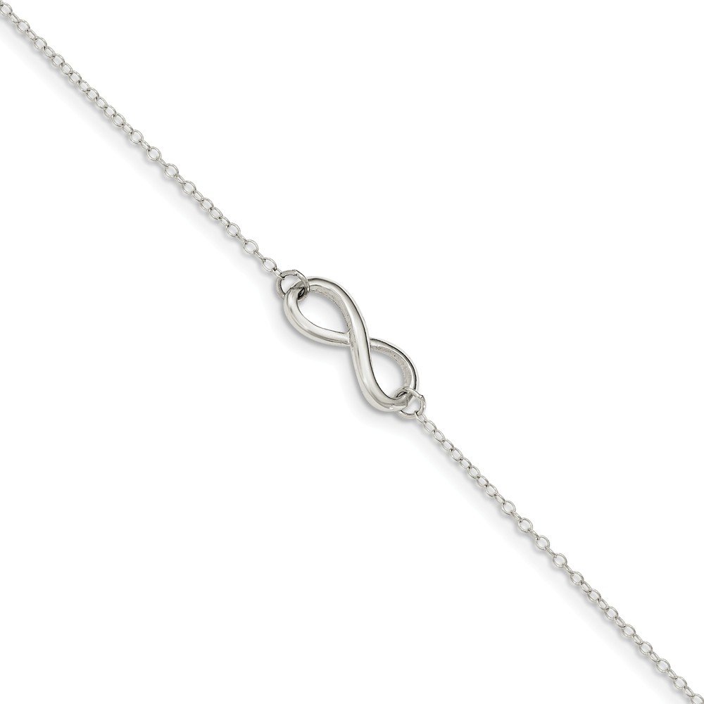 925 Sterling Silver Infinity Love Knot Anklet with Lobster Clasp - Adjustable 9