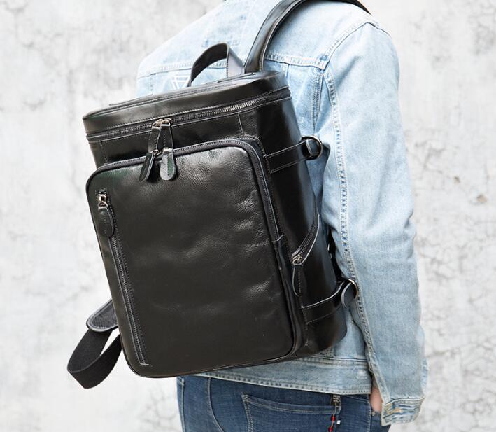 Stylish Large Black Leather Backpack for Women - Professional Work Bag with Laptop Compartment - Perfect for Office, Commuting & Travel