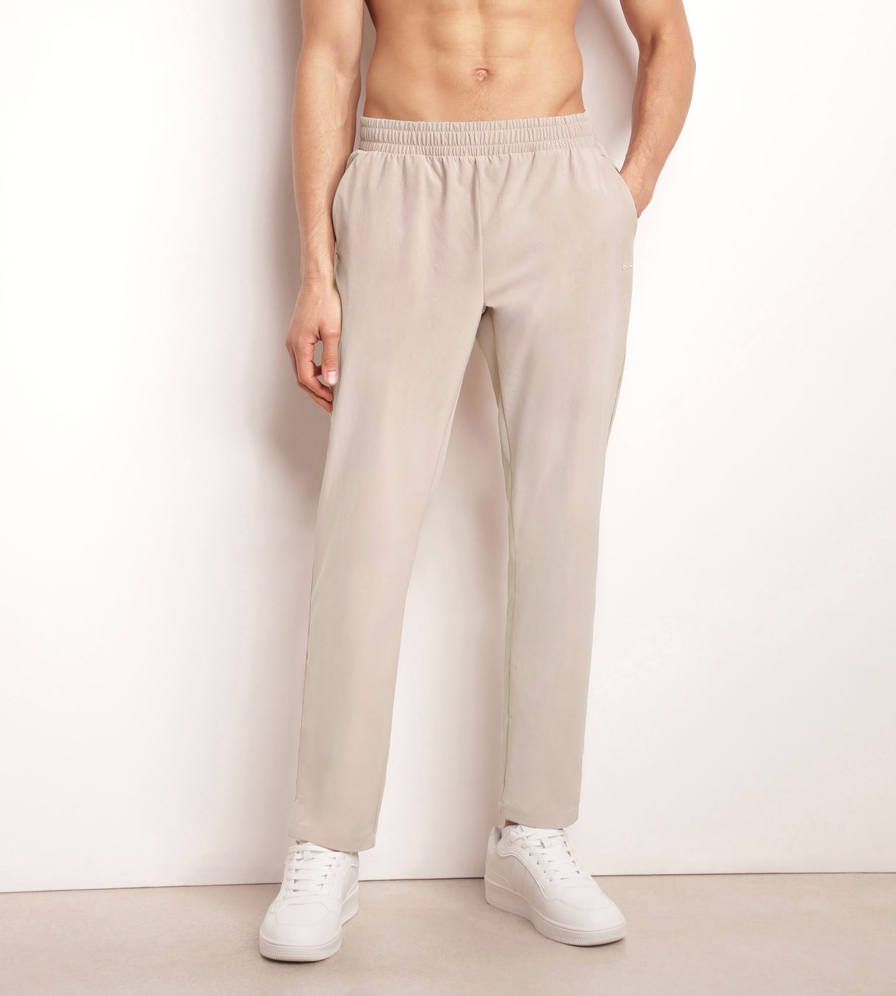 Men's Stretch Chino Sport Pants - Comfortable Beige Jersey Fabric for Casual Wear, Gym & Outdoor Activities