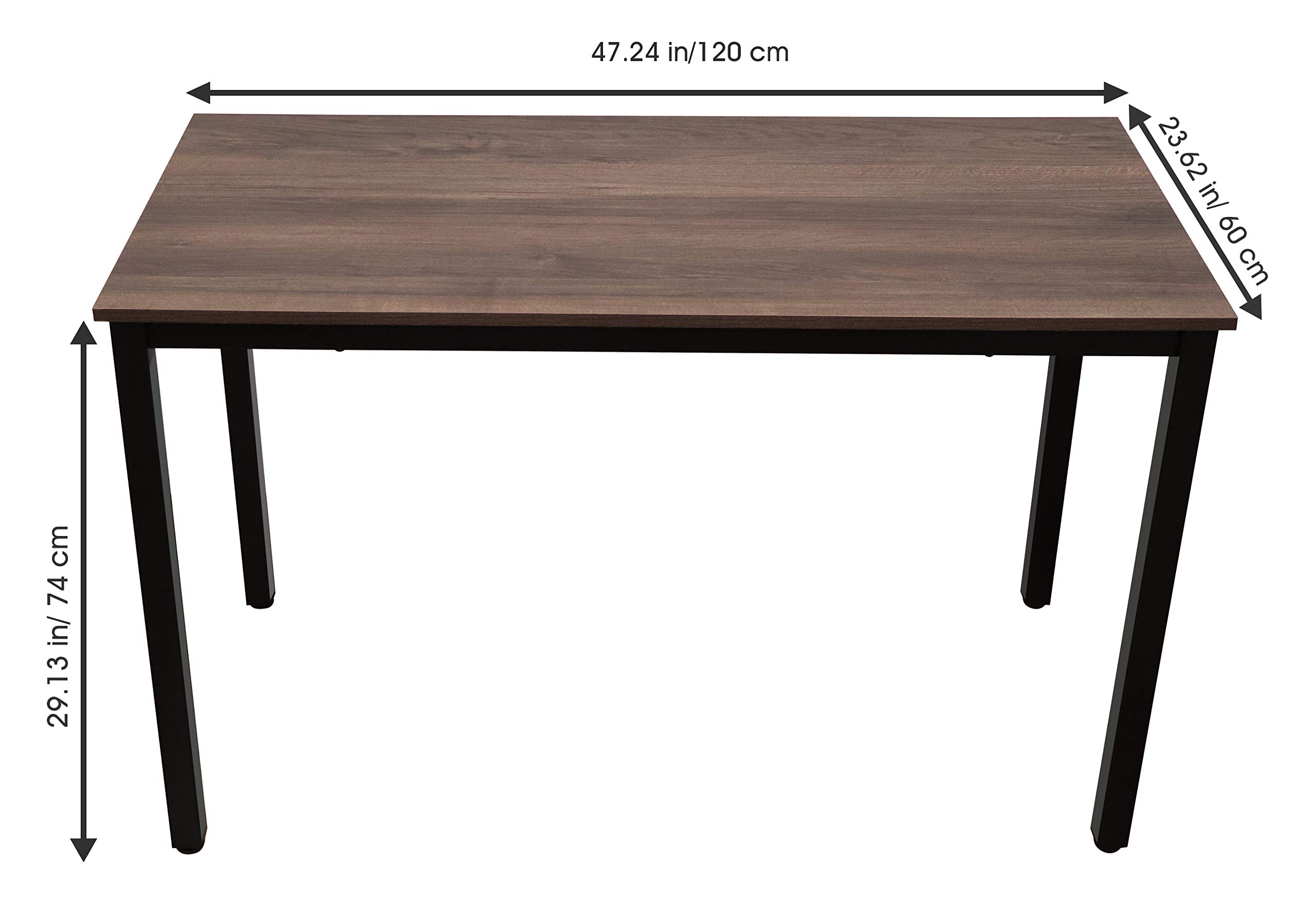 47 Inch Large Computer Desk with Walnut Top & Black Metal Frame - Modern Simple Style Home Office Desk for Study, Bedroom & Small Spaces | Perfect for Remote Work, Online Classes & Gaming Setup
