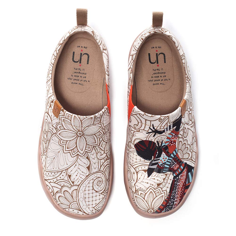 UIN Women's Slip-On Canvas Loafers - Lightweight Comfort Walking Shoes for Travel & Casual Wear | Fashion Sneakers with Chinese Art Design | Perfect for Daily Commute, Weekend Outings & City Exploration