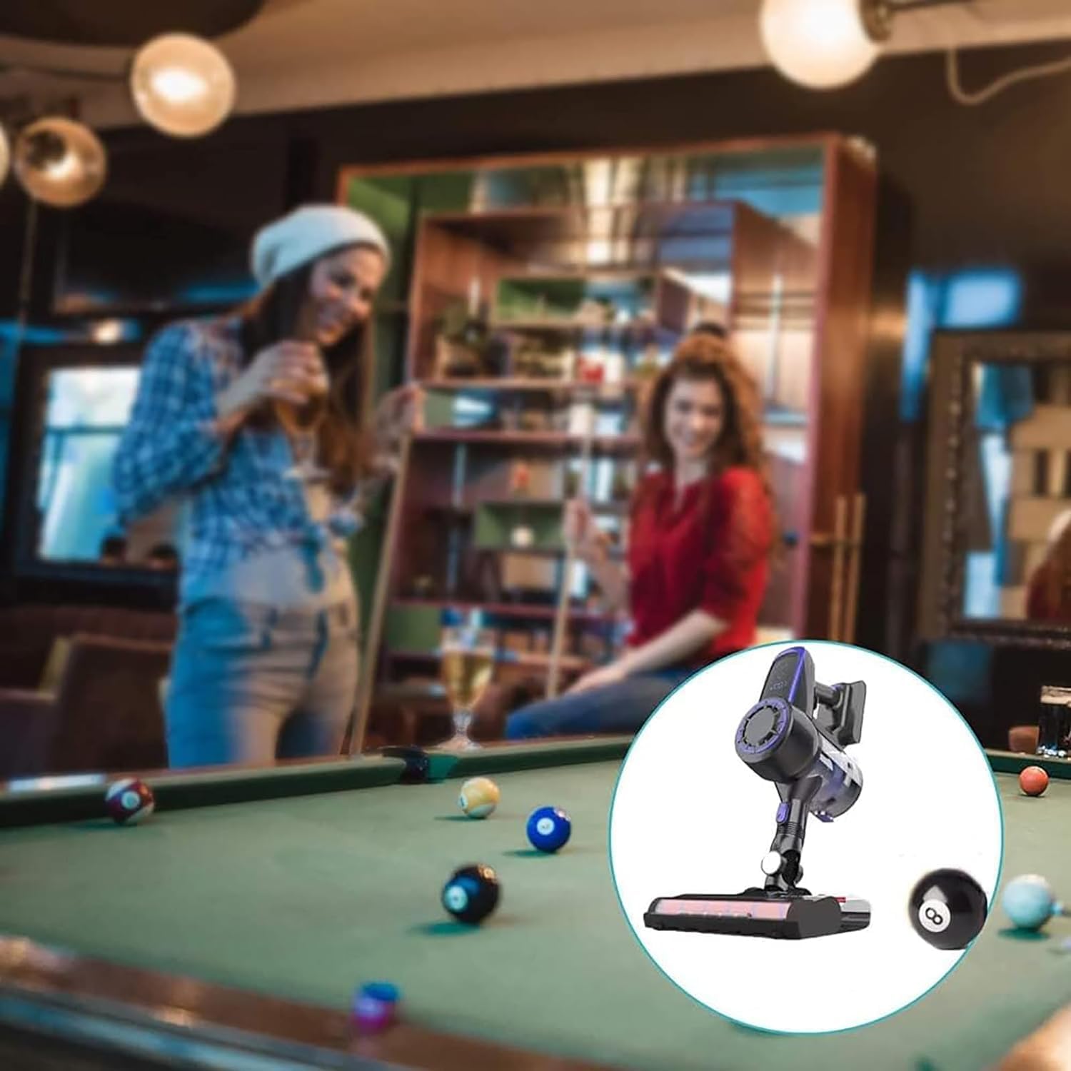 22KPA Cordless Billiard Table Cloth Vacuum Cleaner & Brush Kit - Powerful Pool Table Maintenance Tool for Home Game Rooms & Billiard Halls - Perfect for Cleaning Felt, Removing Dust & Chalk Residue