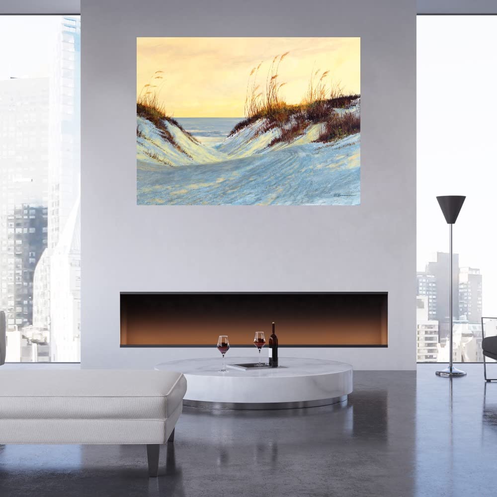 Roger Bansemer Dune Blush Fine Art Canvas Wall Decor - 32x24 Inches Ready to Hang Painting for Living Room, Bedroom, Bathroom, Kitchen, Office, Bar & Dining Room - Coastal & Boho Home Decor