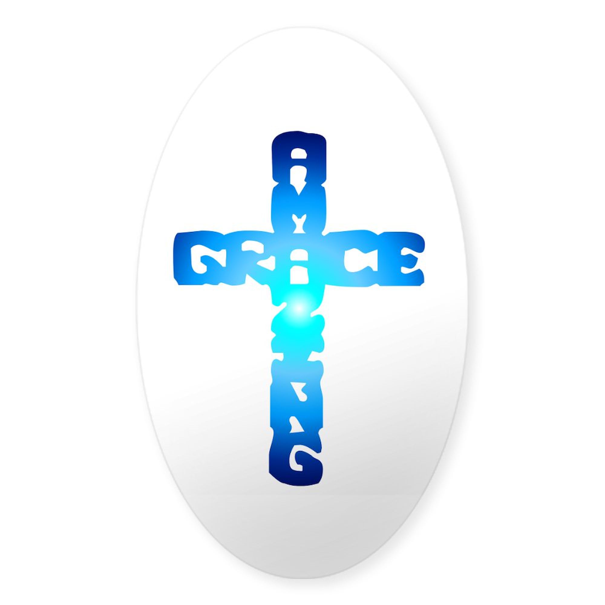 Amazing Grace Cross Oval Car Bumper Sticker - Religious Decal for Vehicles, Laptops & Windows - Waterproof Vinyl Decoration for Cars, Trucks, Bibles