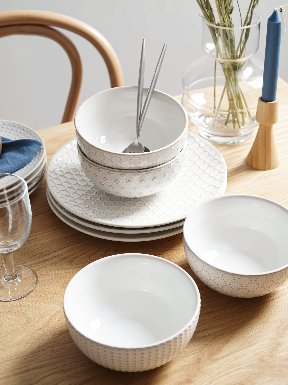 LE TAUCI 12-Piece Ceramic Dinnerware Set - 4x (10