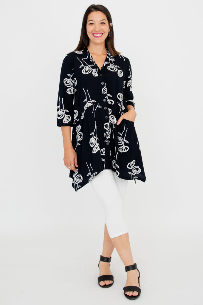 Laney Tunic Top - Floral Print Women's Blouse for Casual Wear, Office & Date Night Outfits