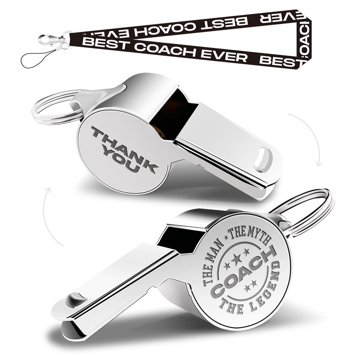 Premium Referee Whistle with Lanyard - Loud Sports Whistle for Coaches, Soccer Referees & Trainers - Ideal Coaching Gift for Men & Women - Perfect for Soccer Games, Track Meets & Team Practices