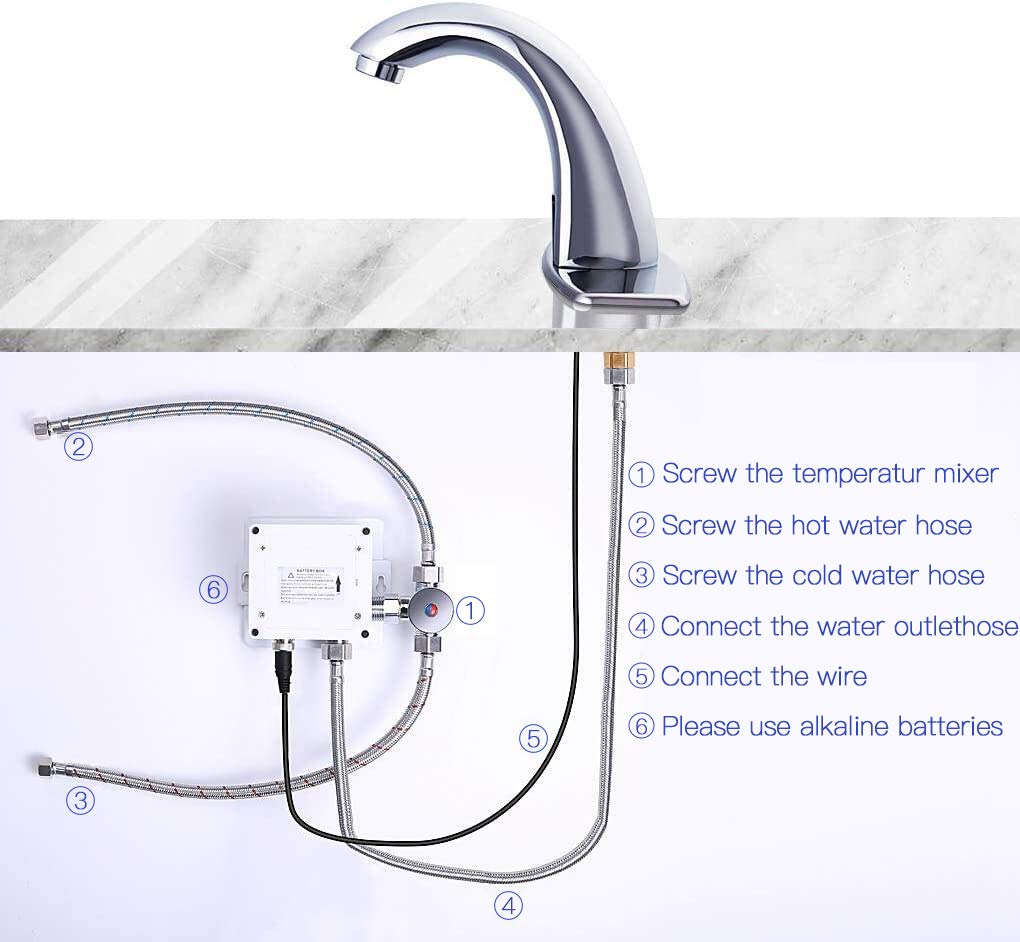 Automatic Touchless Bathroom Sink Faucet with Motion Sensor - Chrome Finish with Hole Cover Plate - Ideal for Modern Homes, Public Restrooms & Water Conservation