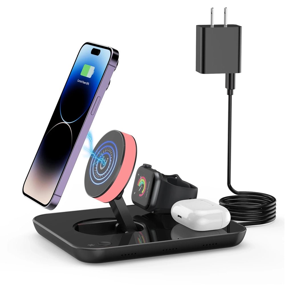 LuminHub ArcStation MagSafe 4-in-1 Wireless Charger for iPhone 15/14/13, Apple Watch, AirPods - Fast Charging Stand for Home, Office & Nightstand