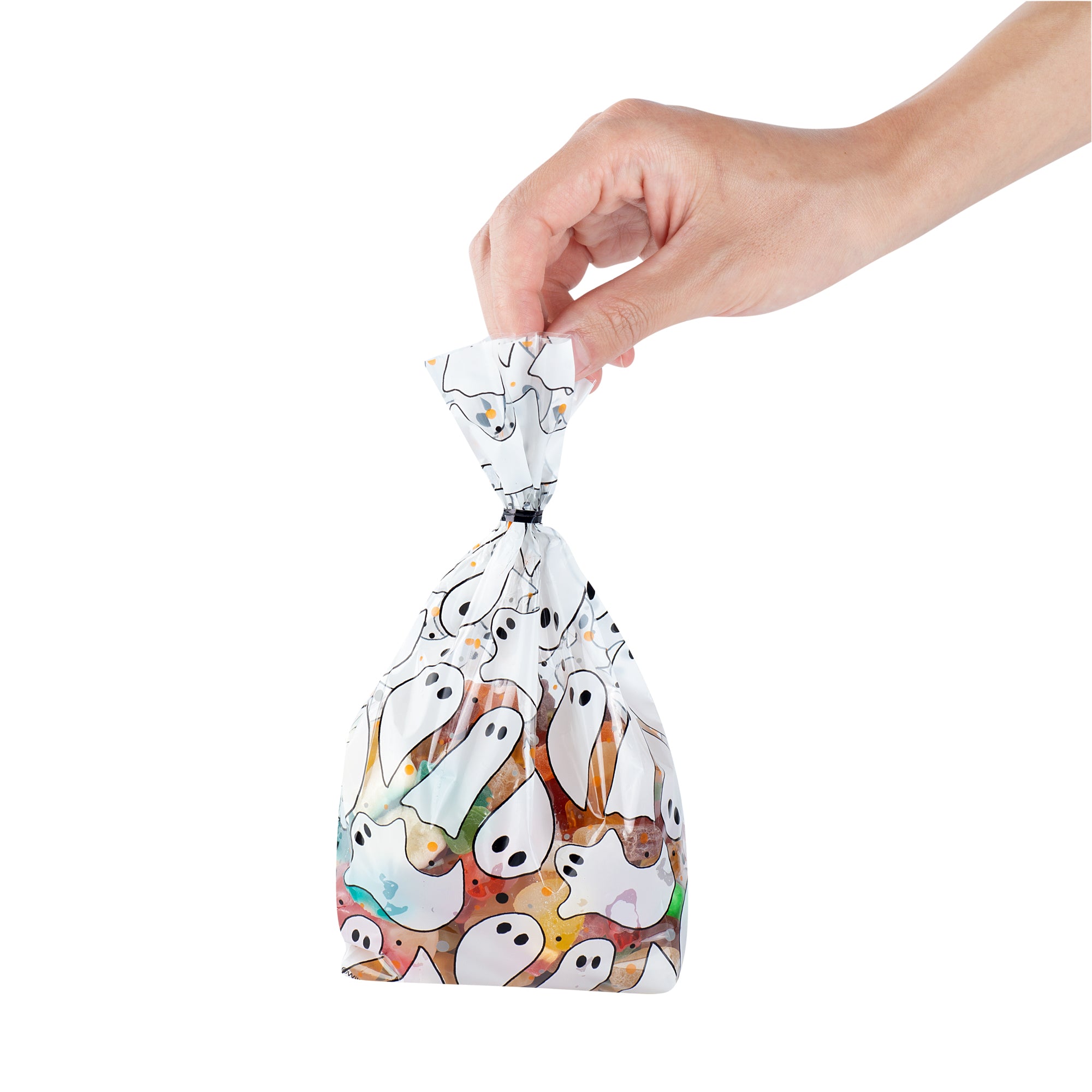 Plastic Candy Bags for Halloween - 4x2x9.5 Inch Gusseted Ghost Design Treat Bags (4000 Count Bulk Pack) - Perfect for Party Favors, Trick or Treat, and Candy Packaging
