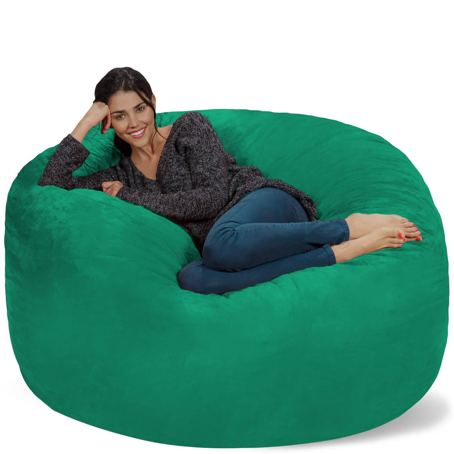 Chill Sack 5' Giant Memory Foam Bean Bag Chair - Oversized Sofa with Soft Microfiber Cover in Aqua Marine - Perfect for Living Rooms, Game Rooms & Dorm Lounging