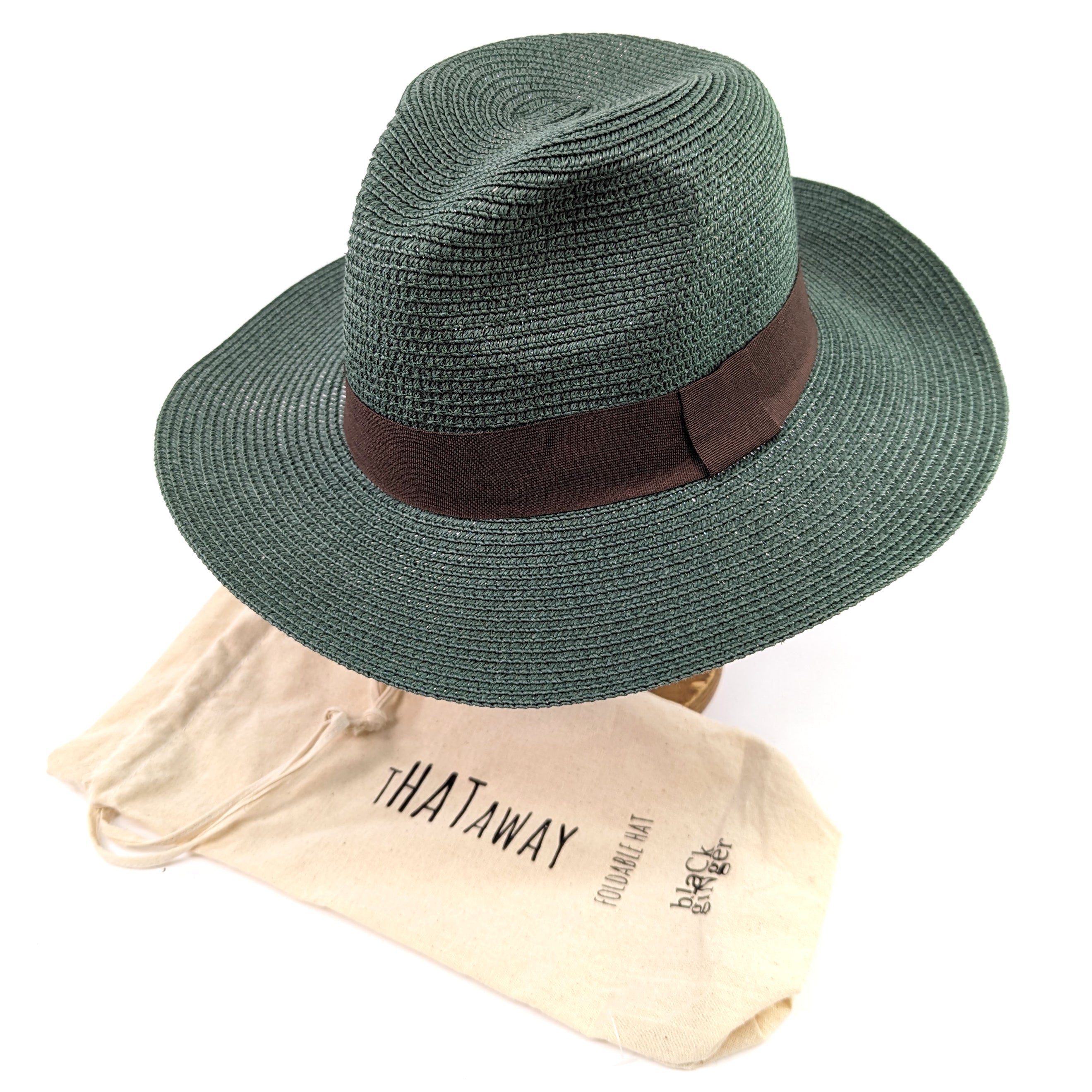 Forest Green Panama Folding Hat for Men & Women - 57cm Wide Brim Sun Hat - Perfect for Beach, Travel, and Outdoor Activities