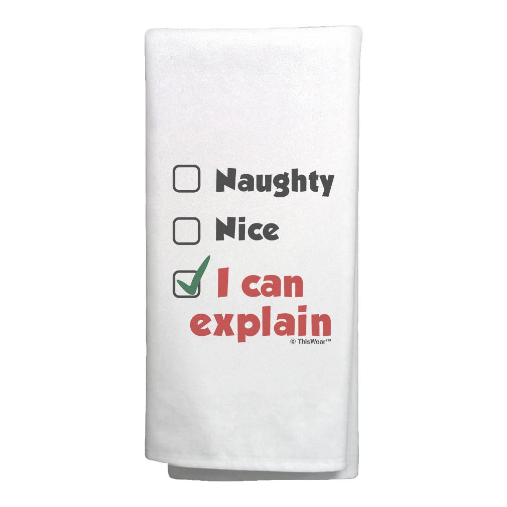 Funny Christmas Kitchen Tea Towel - Naughty Nice Santa's List Design - Holiday Decor & Xmas Gifts for Home, Party & Festive Decorations