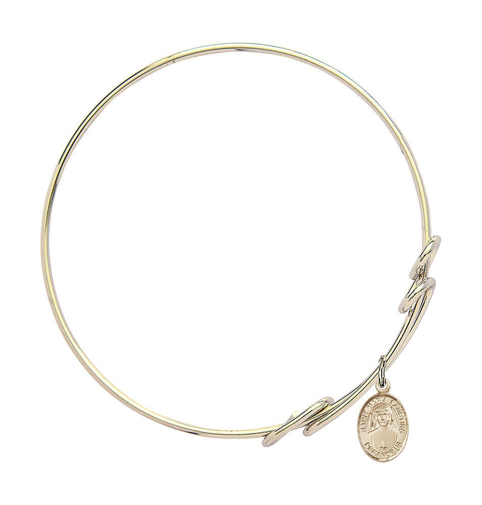 St. Maria Faustina Gold-Filled Round Double Loop Bangle Bracelet - Elegant Religious Jewelry for Women, Perfect for Church, Weddings & Daily Wear