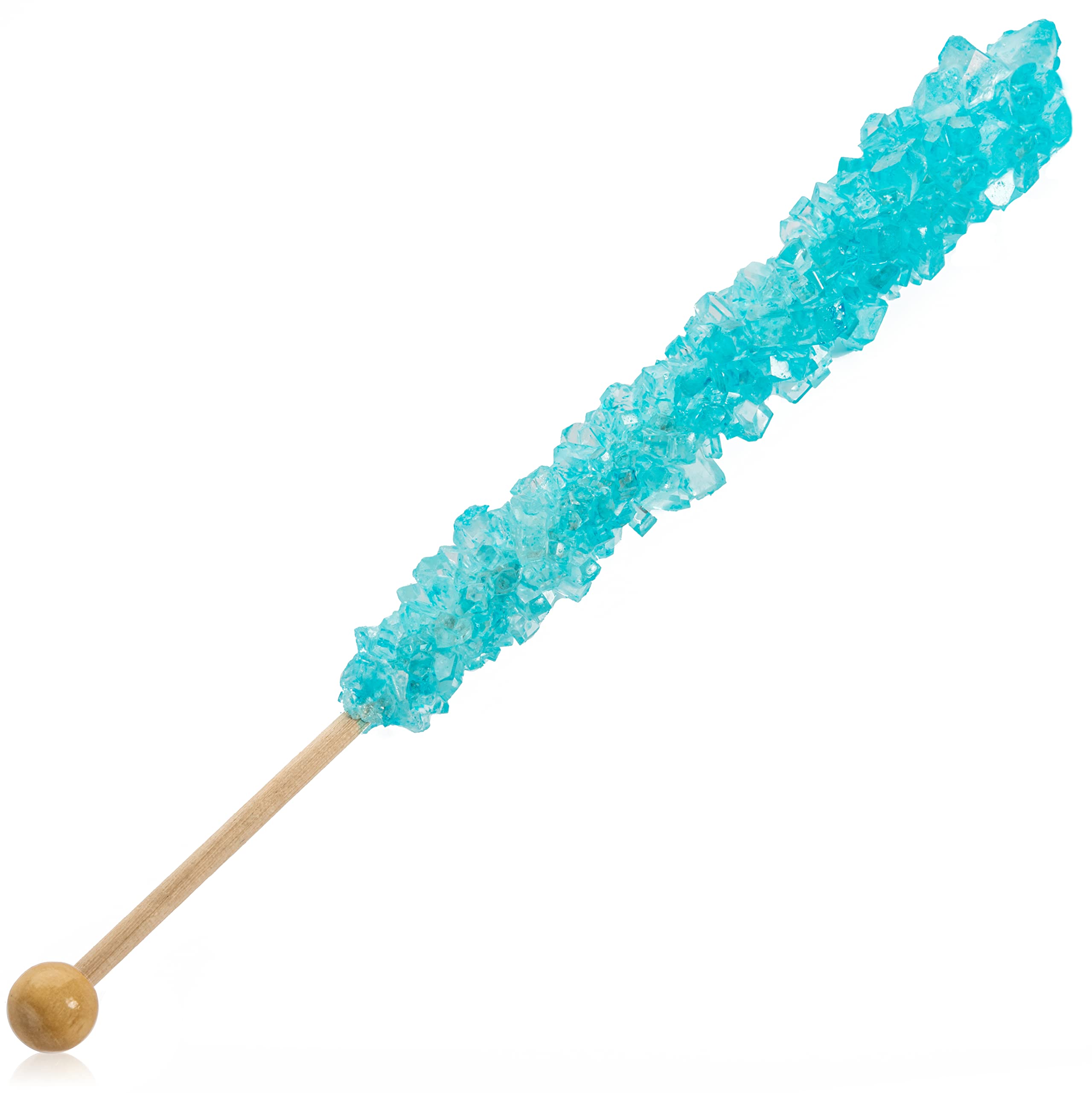 Light Blue Rock Candy Sugar Sticks - Cotton Candy Flavored - 12 Individually Wrapped - Perfect for Birthday Parties, Baby Showers & Dessert Decorations