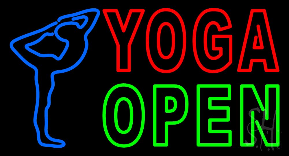 Yoga Open LED Neon Sign 13x24 Inches - Black Square Acrylic Backing with Dimmer - Bright Premium Indoor Neon Light for Spa Decor, Yoga Studio, Storefront & Home Wall Art - Perfect for Meditation Rooms, Boutique Displays and Wellness Centers