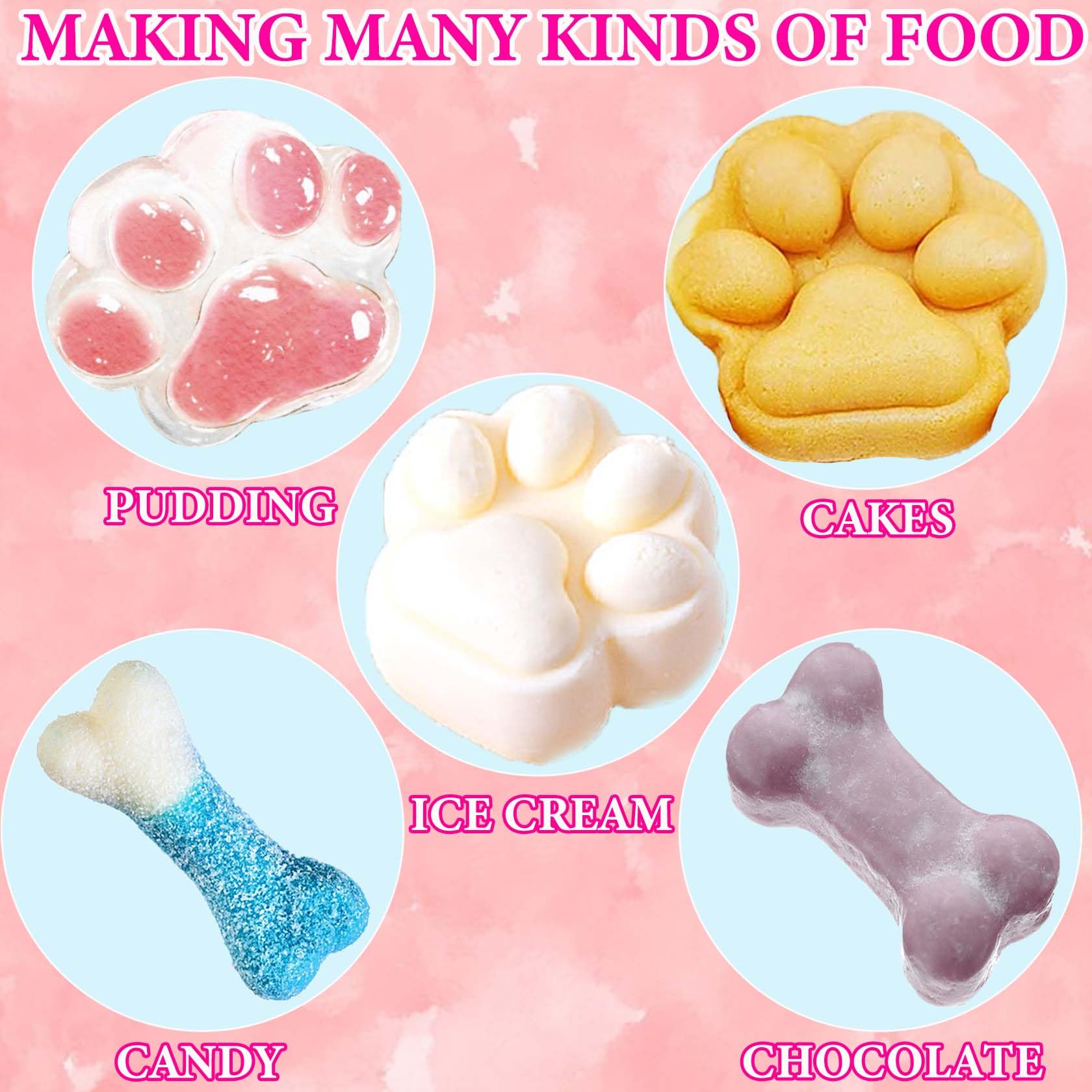 2 Packs Non-Toxic Food Grade Silicone Baking Molds - Cat Paw & Dog Bone Shapes for Chocolate, Candy, Jelly & Ice Cubes | Perfect for DIY Pet Treats, Party Favors & Holiday Desserts