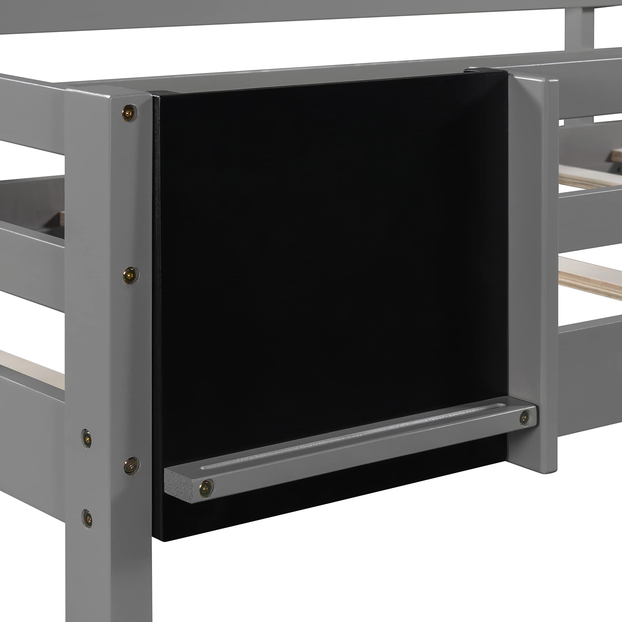Twin Size Wooden Loft Bed with Slide, Ladder & Chalkboard - Sturdy Kids Bunk Bed for Children, Teens & Small Spaces - No Box Spring Needed - Perfect for Bedrooms, Playrooms & Dorm Rooms