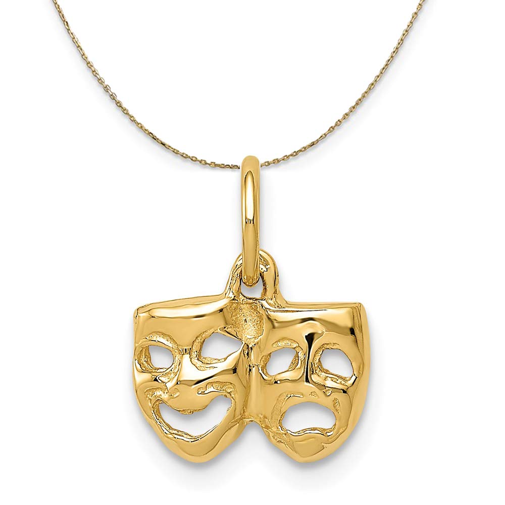 14k Yellow Gold Comedy & Tragedy Necklace - Perfect for Theater Lovers