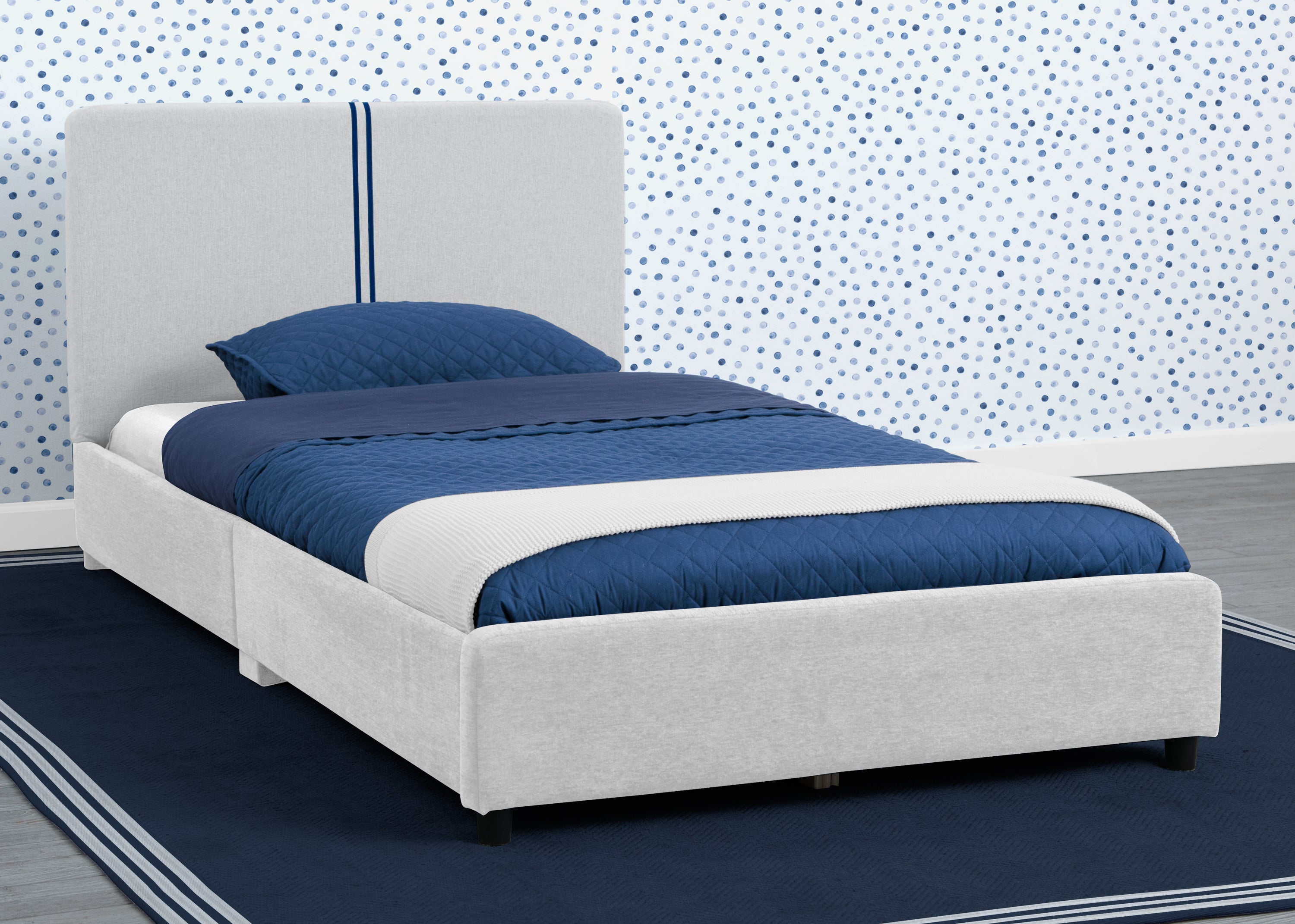 Upholstered Twin Bed with Headboard - Soft Fabric Bed Frame for Kids & Teens - Perfect for Bedrooms, Dorms & Guest Rooms
