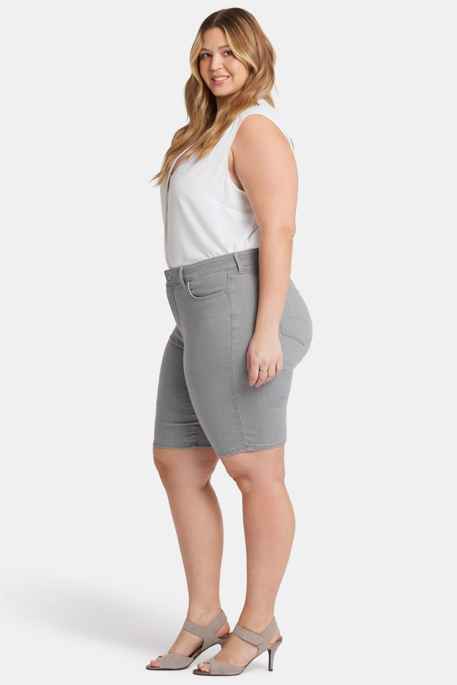 Briella 11 Inch Denim Shorts for Women - Plus Size High Waisted Stretch Shorts with Pockets | Perfect for Summer, Casual Wear & Vacation Outfits