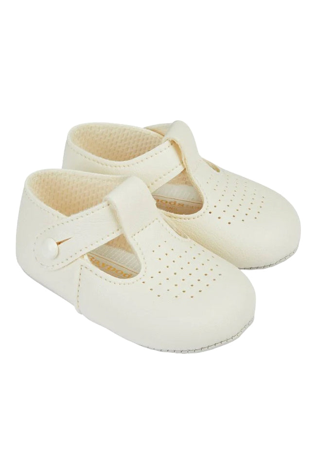 Soft Sole T-Bar Shoes for Women - Comfortable & Stylish Cream Leather Flats - Perfect for Casual Wear, Office, and Everyday Use