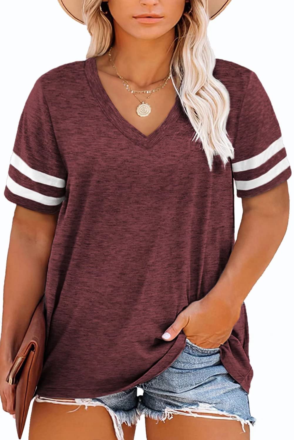 Wkior Plus Size Women's Summer Short Sleeve Casual T-Shirt - Comfortable & Stylish Tee for Everyday Wear, Outings & Vacation