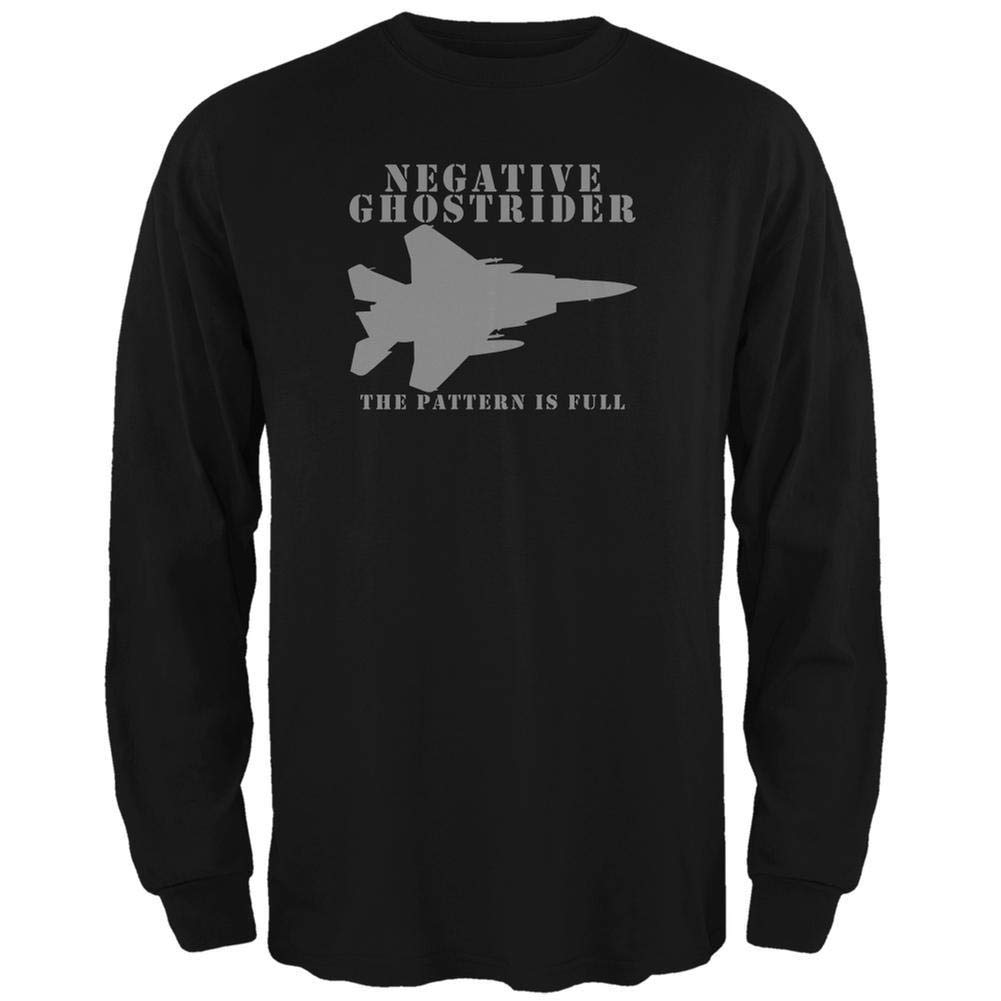 Old Glory Negative Ghostrider Full Black Long Sleeve T-Shirt for Men - Military Inspired Casual Wear for Everyday & Outdoor Activities