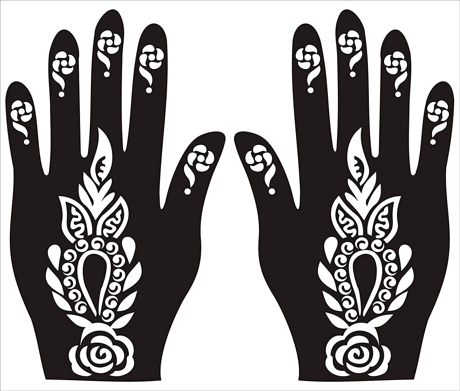 Premium Henna Tattoo Stencil Kit - Temporary Body Art for Hands, Arms, Face | Safe & Easy Mehndi Designs for Women, Girls & Kids | Perfect for Parties, Weddings & Festivals (Design Tatto-39, Black, Medium)