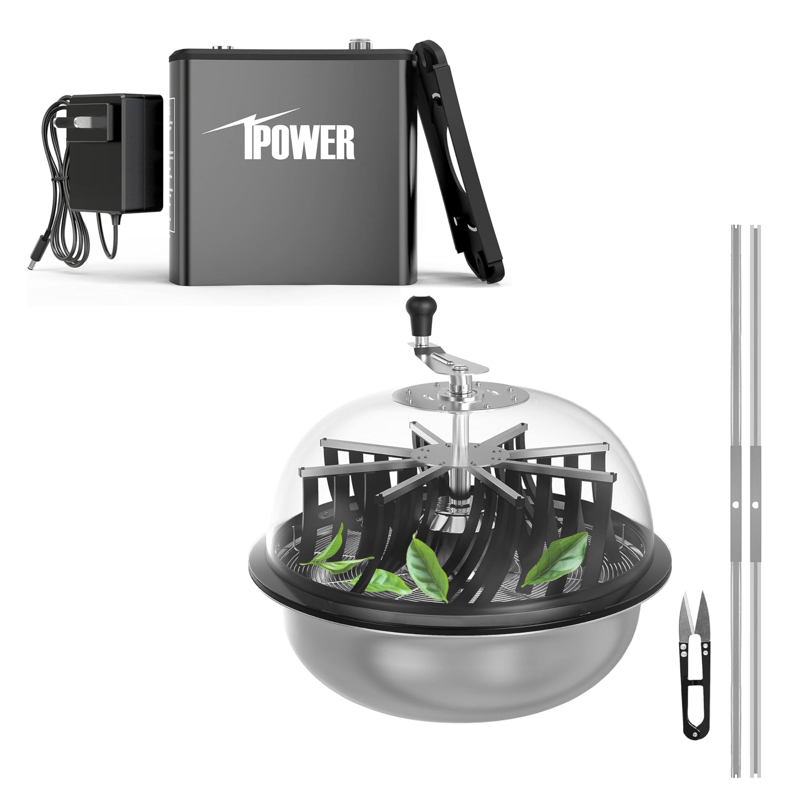 iPower 19 Inch Automatic Bud Leaf Bowl Trimmer - Electric Spin Cutter for Flowers & Plants with Sharp Stainless Steel Blades, Clear Dome Cover & 6.5