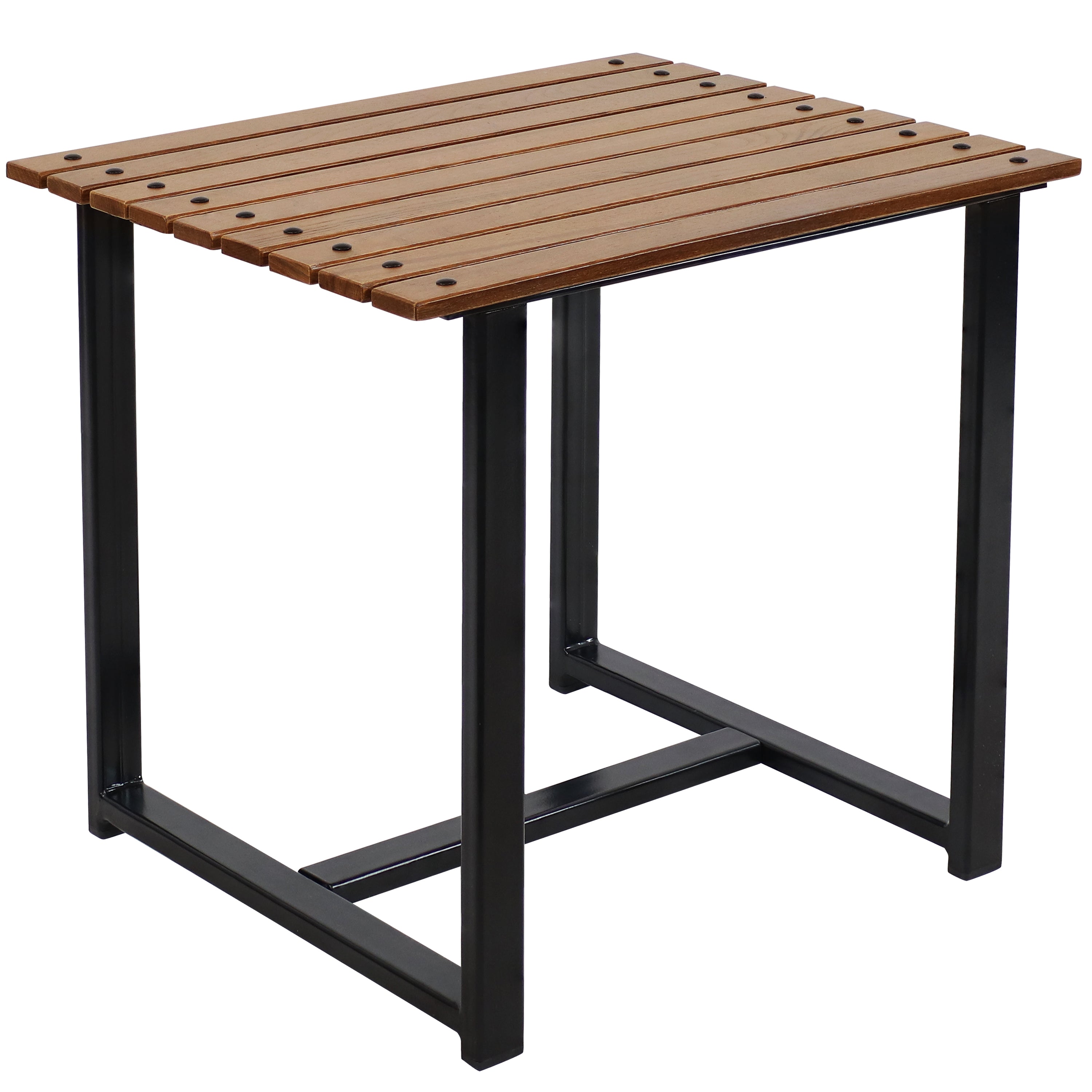 Sunnydaze European Chestnut Wood Rectangle Side Table - Outdoor Patio Furniture for Garden, Deck, Poolside & Balcony - Rustic Coffee Table & Accent Table for Home Decor