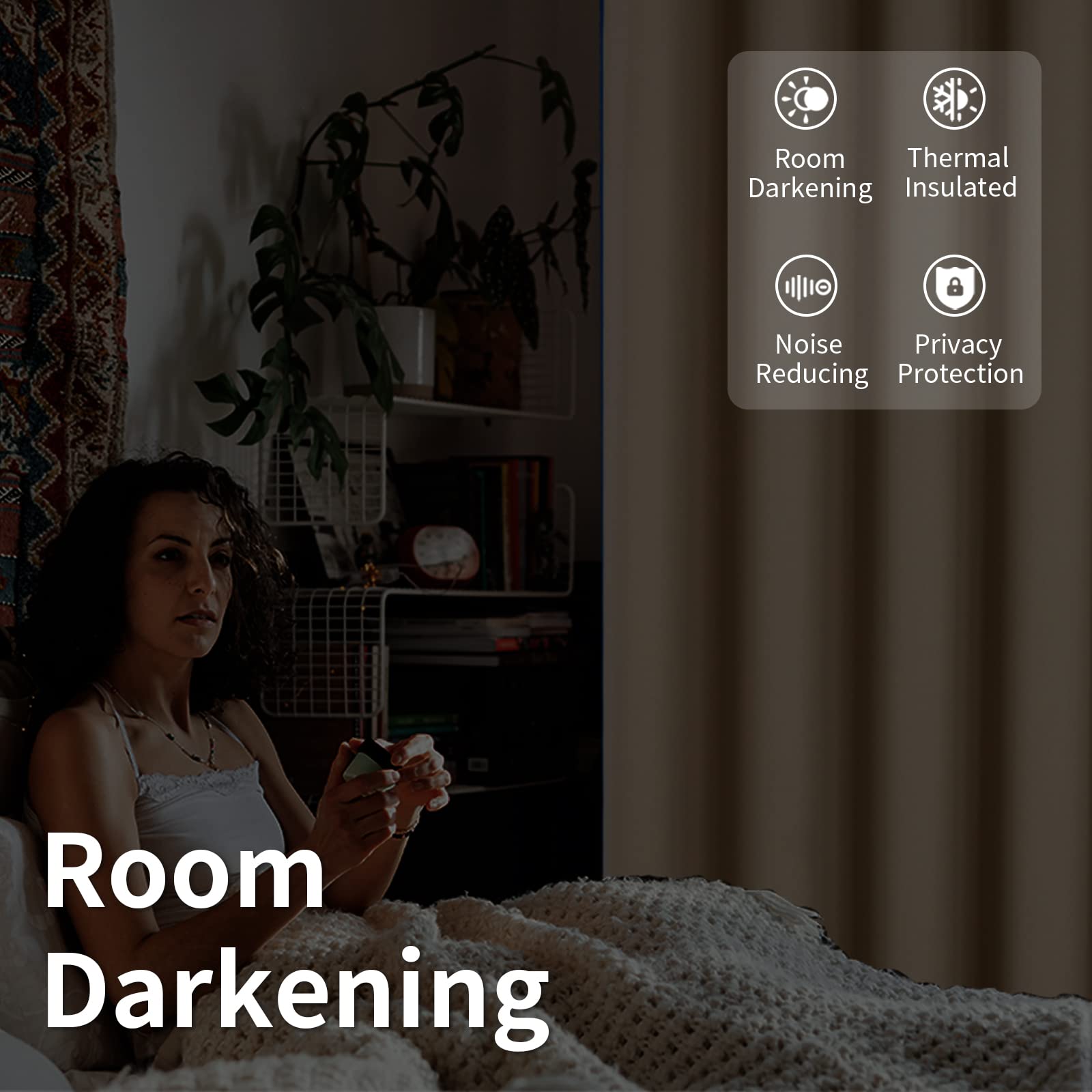 BGment Blackout Curtains 84 Inch Length - Room Darkening Window Panel for Bedroom, Living Room, Bathroom & Closet Door (52x84 Inches, Beige) | Noise Reducing, Privacy Room Divider for Home & Office Use